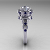 Modern Antique 14K White Gold 1.5 Carat CZ Blue Sapphire Classic Armenian Solitaire Wedding Ring AR107-14KWGBSCZ-3