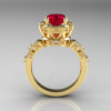 Modern Antique 10K Yellow Gold 1.5 Carat Ruby Diamond Classic Armenian Solitaire Wedding Ring AR107-10KYGDR-2