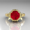 Modern Antique 10K Yellow Gold 1.5 Carat Ruby Diamond Classic Armenian Solitaire Wedding Ring AR107-10KYGDR-4