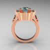 Classic 14K Rose Gold 1.5 Carat Aquamarine Diamond Wedding Ring AR108-14KRGDAQQ-3