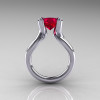 Modern 10K White Gold 1.5 Carat Ruby Diamond Solitaire Ring AR110-10KWGDRU-2