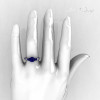 Classic French Bridal 10K White Gold Three Stone 1.0 Carat Blue Sapphire Accent Diamond Engagement Ring AR112-10WGDBS-5