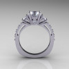 Classic French Bridal 14K White Gold Three Stone 1.0 Carat CZ Diamond Engagement Ring AR112-14KWGDCZ-2