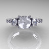 Classic French Bridal 14K White Gold Three Stone 1.0 Carat CZ Diamond Engagement Ring AR112-14KWGDCZ-4