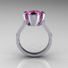 Modern Classic 18K White Gold 1.5 Carat Pink Sapphire Marquise Black Diamond Solitaire Ring AR121-18WGBDPSS-2