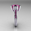 Modern Classic 18K White Gold 1.5 Carat Pink Sapphire Marquise Black Diamond Solitaire Ring AR121-18WGBDPSS-3