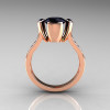 Modern Classic 14K Rose Gold 1.5 Carat Round and Marquise Black Diamond Solitaire Ring AR121-14RGBDD-2