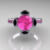 Modern Classic 18K White Gold 1.5 Carat Pink Sapphire Marquise Black Diamond Solitaire Ring AR121-18WGBDPSS-4