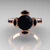 Modern Classic 14K Rose Gold 1.5 Carat Round and Marquise Black Diamond Solitaire Ring AR121-14RGBDD-4