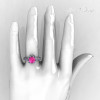 Modern Vintage 18K White Gold 1.5 Carat Pink Sapphire Diamond Classic Armenian Bridal Ring AR105-18KWGDPS-4