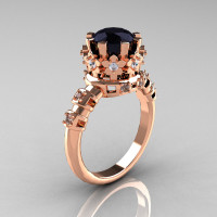 Modern Vintage 14K Pink Gold 1.5 Carat Black and White Diamond Classic Armenian Ring AR105-14KPGDBD-1