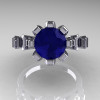 Modern Antique 950 Platinum 1.5 Carat Blue Sapphire Diamond Classic Armenian Ring AR123-PLATDBS-5
