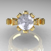 Modern Antique 10K Yellow Gold 1.5 Carat Zirconia Diamond Classic Armenian Wedding Ring AR123-10YGDCZ-5