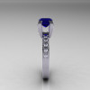 Classic 14K White Gold 1.0 Carat Princess Blue Sapphire Diamond Solitaire Engagement Ring AR125-14WGDBS-3