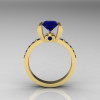 Classic 14K Yellow Gold 1.0 Carat Princess Blue Sapphire Solitaire Engagement Ring AR125-14YGBS-2