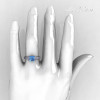 Classic 10K White Gold 1.0 Carat Princess Blue Topaz Diamond Solitaire Engagement Ring AR125-10WGDBT-4