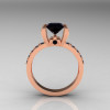 Classic French 14K Pink Gold 1.0 Carat Princess Black Diamond Solitaire Engagement Ring AR125-14PGBDD-2