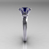 Modern Antique 14K White Gold 1.5 Carat Blue Sapphire Solitaire Engagement Ring AR127-14WGBS-3