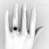 Modern Antique 14K White Gold 1.5 Carat Black Onyx Solitaire Engagement Ring AR127-14WGBO-4