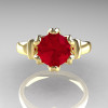 Modern Antique 18K Yellow Gold 1.5 Carat Ruby Solitaire Engagement Ring AR127-18YGR-5