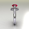Italian Bridal 14K White Gold 1.5 Carat Ruby Diamond Wedding Ring AR119-14WGDR-3