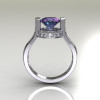Italian Bridal 18K White Gold 1.5 Carat Round Alexandrite Diamond Wedding Ring AR119-18WGDAL-2