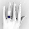 Modern Antique 14K White Gold 1.5 Carat Blue Sapphire Solitaire Engagement Ring AR127-14WGBS-4