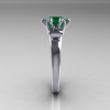 Modern Antique 10K White Gold 1.5 Carat Emerald Solitaire Engagement Ring AR127-10WGEM-3