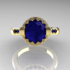 Italian Bridal 18K Yellow Gold 1.5 Carat Blue Sapphire Wedding Ring AR119-18YGBSS-5