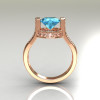 Italian Bridal 14K Pink Gold 1.5 Carat Aquamarine Diamond Wedding Ring AR119-14PGDAQ-2