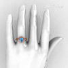 Italian Bridal 14K Pink Gold 1.5 Carat Aquamarine Diamond Wedding Ring AR119-14PGDAQ-4
