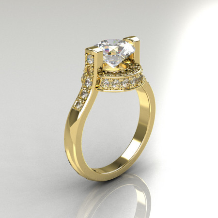 Italian Bridal 10K Yellow Gold 1.5 Carat CZ Diamond Wedding Ring AR119-10YGDCZ-1