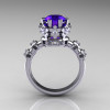 Modern Vintage 10K White Gold 1.5 Carat Tanzanite Diamond Classic Armenian Bridal Ring AR105-10WGDTZ-2