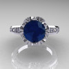 Modern Classic 18K White Gold 1.5 Carat London Blue Sapphire Diamond Crown Engagement Ring AR128-18KWGDLBS-5