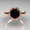 Modern Classic 10K Pink Gold 1.5 Carat Black Diamond Crown Engagement Ring AR128-10PGBDD-5