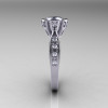 Modern Antique 14K White Gold 1.0 Carat Cubic Zirconia Diamond Engagement Ring AR129-14WGDCZ-3