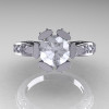 Modern Antique 14K White Gold 1.0 Carat Cubic Zirconia Diamond Engagement Ring AR129-14WGDCZ-4