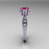 Modern Antique 14K White Gold 1.0 Carat Pink Sapphire Diamond Engagement Ring AR129-14WGDPS-3