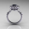 Modern Antique 14K White Gold 1.0 Carat Black Diamond Designer Engagement Ring RR131-14KWGBDD-2