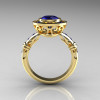 Modern Antique 10K Yellow Gold 1.0 Carat Blue Sapphire Designer Engagement Ring RR131-10KYGBSS-2