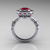 Modern Antique 14K White Gold 1.0 Carat Ruby Diamond Designer Engagement Ring RR131-14KWGDRR-2