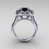 Soleste Style 14K White Gold 1.25 CT Cushion Cut Black and White Diamond Checkerboard Engagement Ring R116-14WGDBLL-3