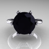 Classic Russian Bridal 10K White Gold 5.0 Carat Black Diamond Solitaire Ring RR133-10KWGBD-5
