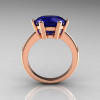 Classic Russian Bridal 14K Rose Gold 5.0 Carat Blue Sapphire Solitaire Ring RR133-14KRGBD-2