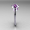 French 14K White Gold 1.5 Carat Lilac Amethyst Designer Solitaire Engagement Ring R151-14KWGLA-3