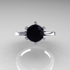 French 950 Platinum 1.5 Carat Black Diamond Designer Solitaire Engagement Ring R151-PLATBD-5