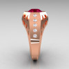 Gentlemens Modern Edwardian 14K Rose Gold 1.5 Carat Garnet Diamond Engagement Ring MR155-14KRGDG-3