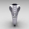 Gentlemens Modern Edwardian 10K White Gold 1.5 Carat Black Diamond Engagement Ring MR155-10KWGDBD-3