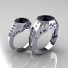 Gentlemens Modern Edwardian 10K White Gold 1.5 Carat Black Diamond Engagement Ring MR155-10KWGDBD-5