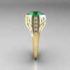 Modern Edwardian 18K Yellow Gold 1.5 Carat Emerald Diamond Engagement Ring R155-18KYGDEM-3